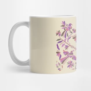Pink purple otomi tenango mexican fabric birds and flower embroidery interior design Mug